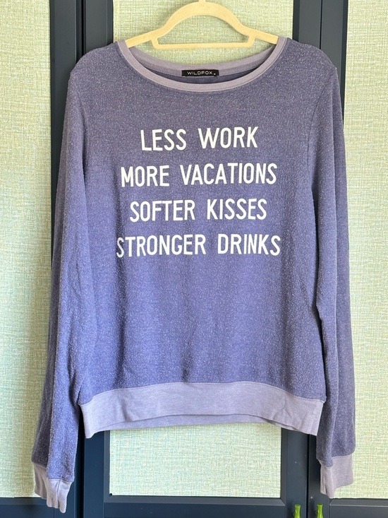 Wildfox Tops - Wildfox Graphic Print Vacations + Kisses Terrycloth Baggy Beach Jumper, Size M